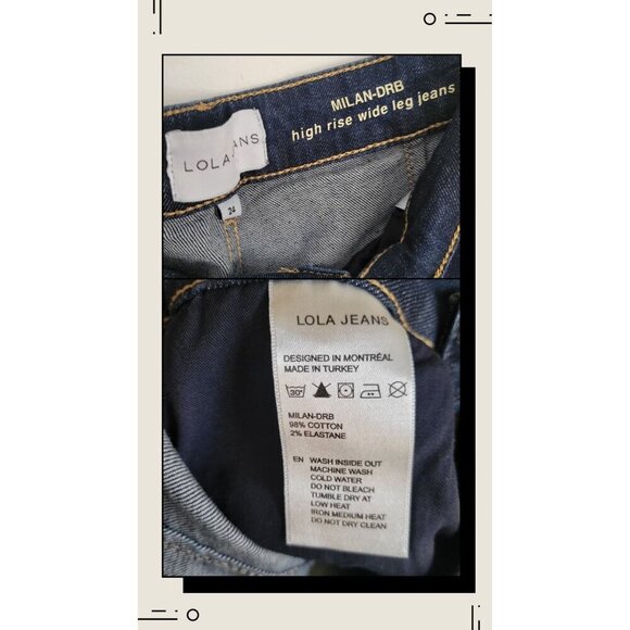 LOLA JEANS MiLAN -DRB High Rise Wide Leg Jeans Ultra High-Rise Sz 24- NWT - Picture 9 of 10
